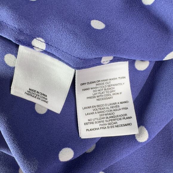 Anne Klein Women's Polka Dot Chiffon Button-Up Blouse Purple Size M - Picture 10 of 13